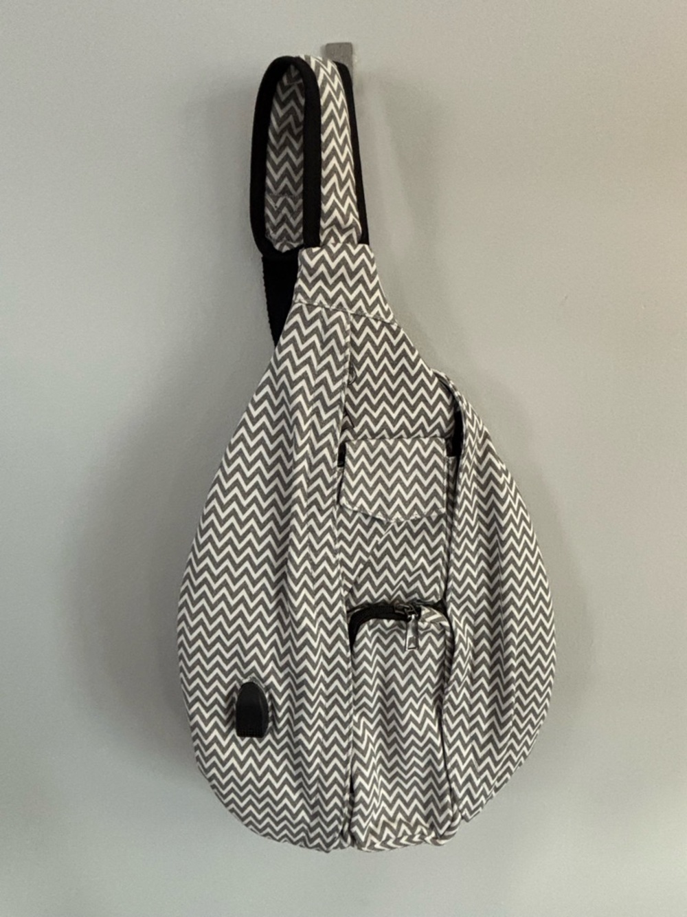 Gray & White Chevron Sling Backpack